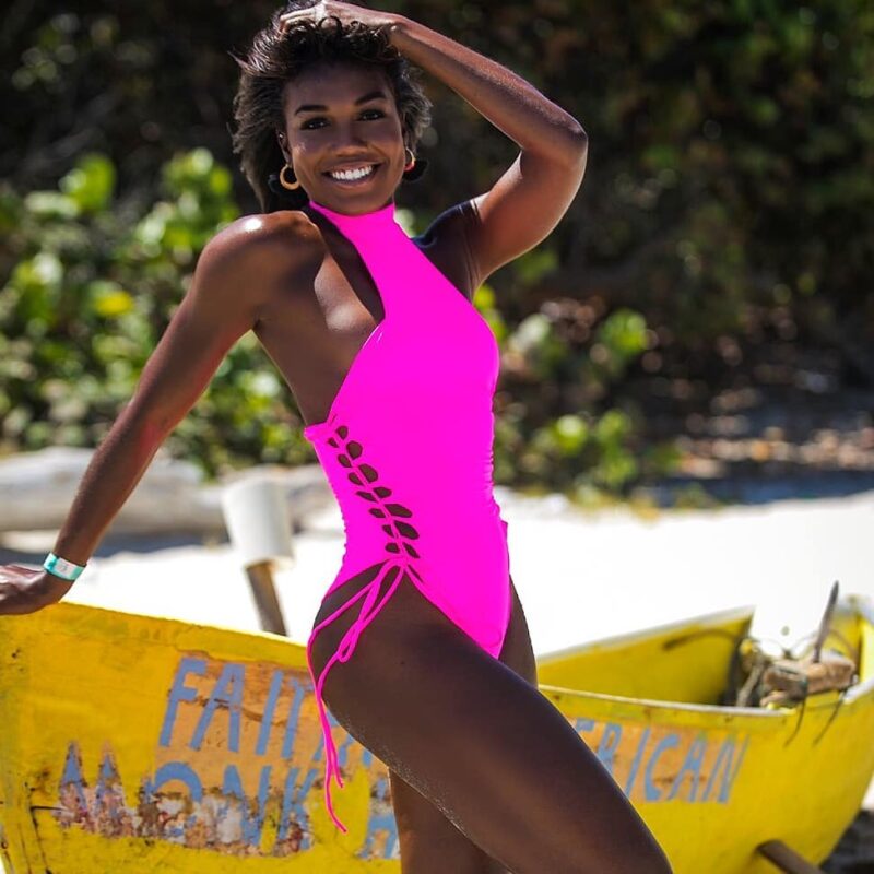 pink swimsuit