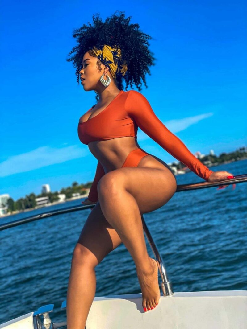 orange long sleeve swimsuit